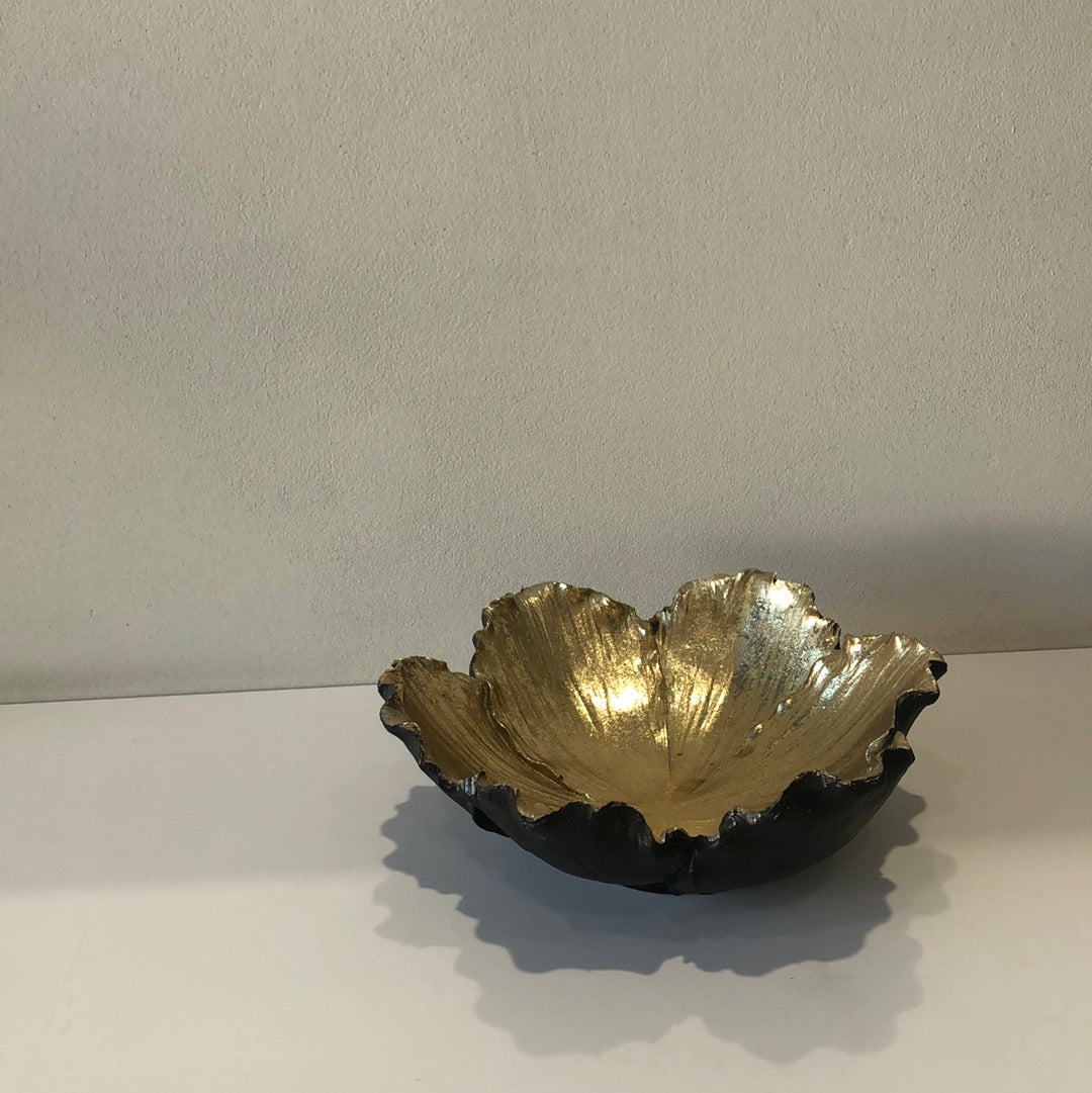 Kare, ciotola decorativa Flower Bloom, creta nero e oro, D 20 cm