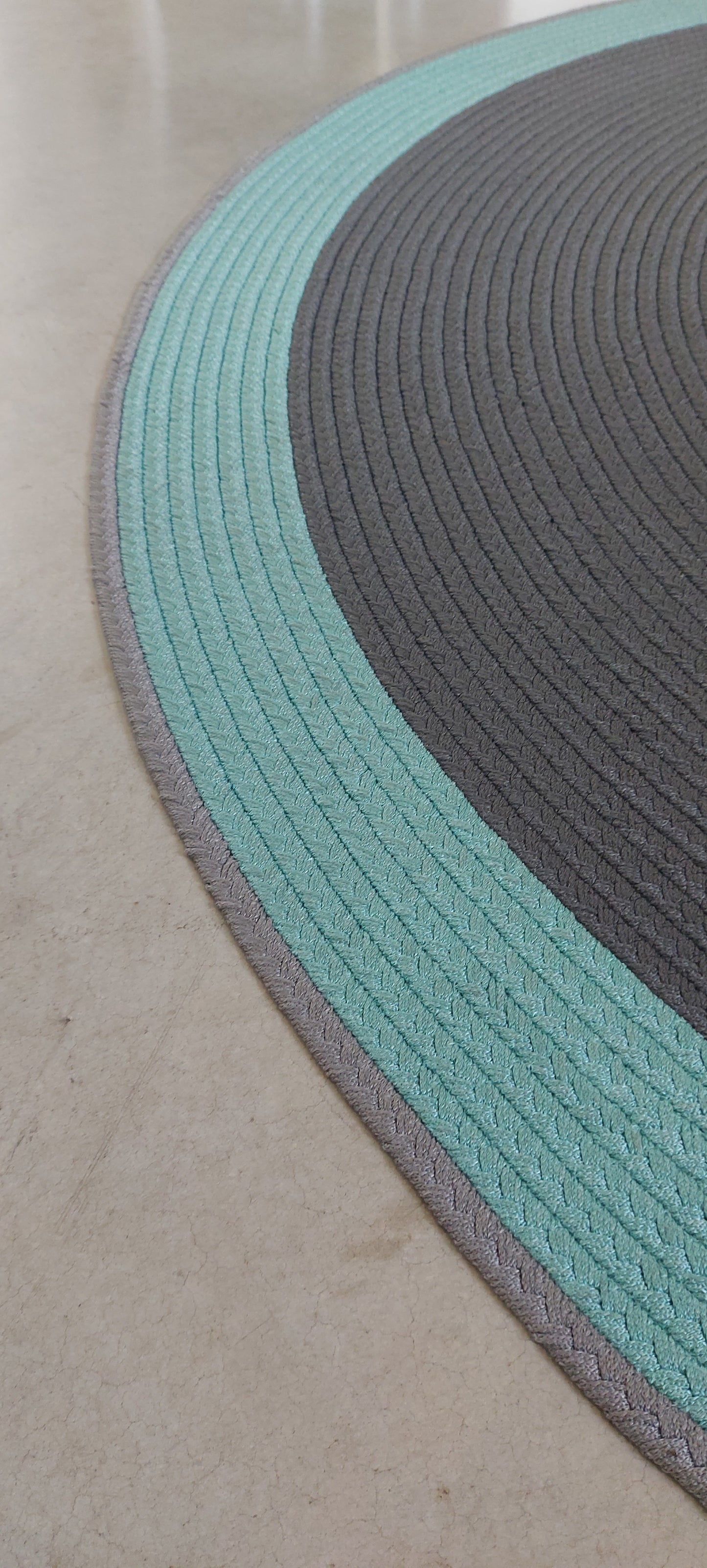 Tisca, tappeto Sesia rotondo, indoor e outdoor, azzurro e grigio, D200 mm, 100%PP