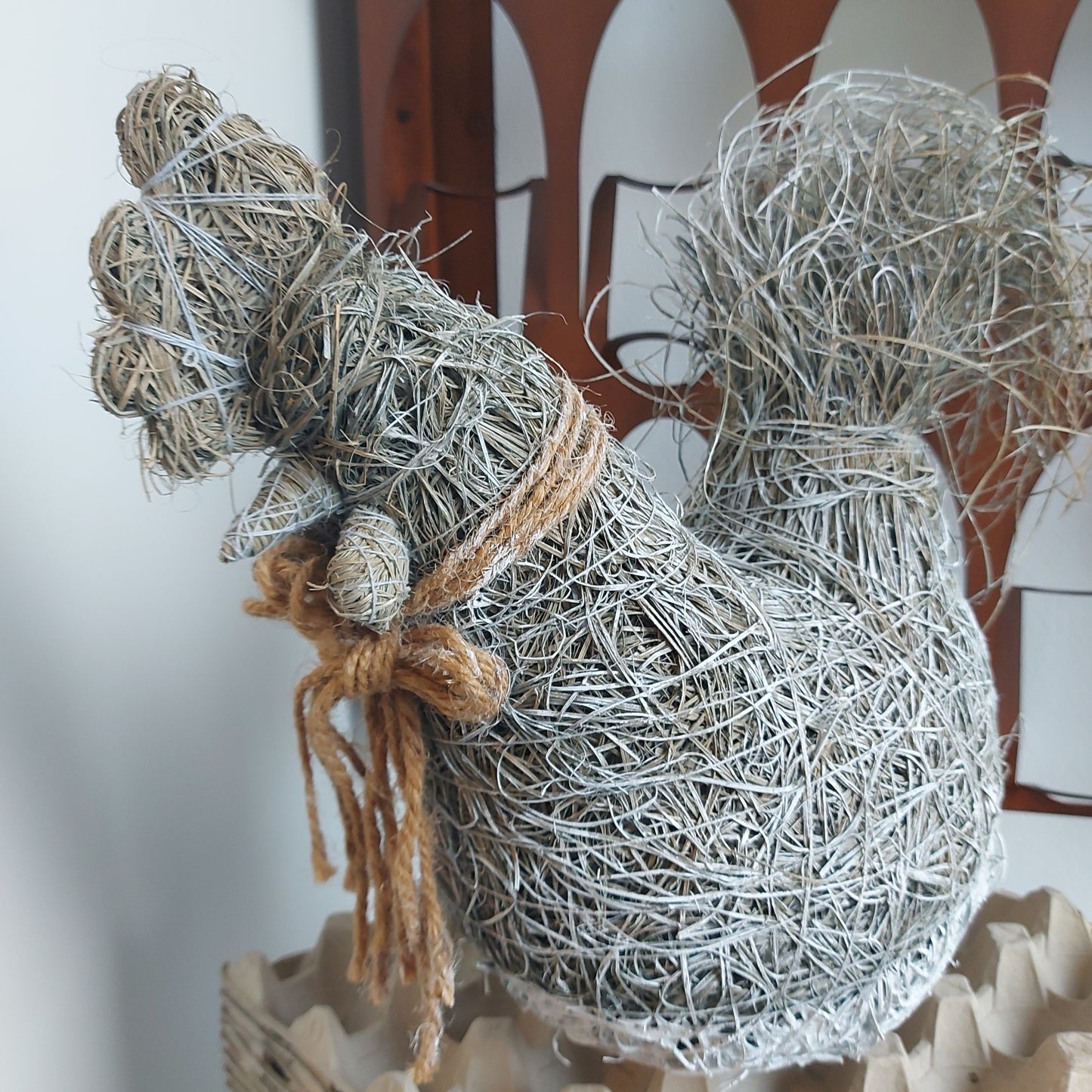 La Fabbrica del Verde, gallo decorativo piccolo verde menta, paglia, h26x26x13 cm, 10R927