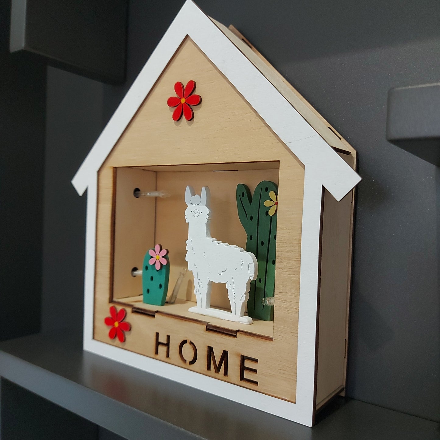 Enzo De Gasperi, casetta/lampada lama home con led, legno, 20x20x5 cm