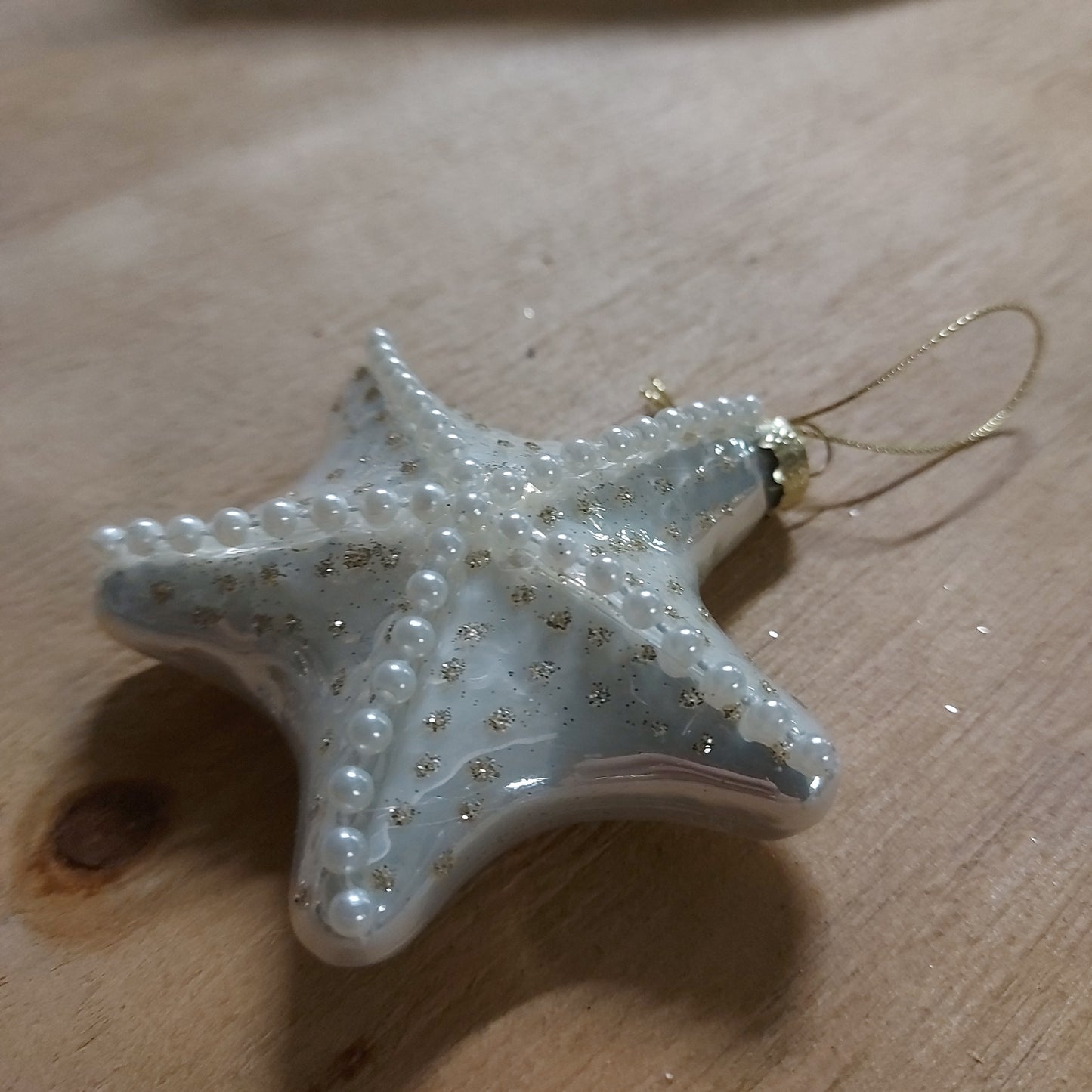 Enzo De Gasperi, set 2 decorazioni stella marina in vetro da appendere, d9 cm