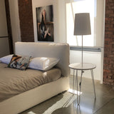 Gervasoni, lampada comodino LC 47 struttura metallo verniciato bianco e piano bianco gray, h157xd50 cm, Paola Navone