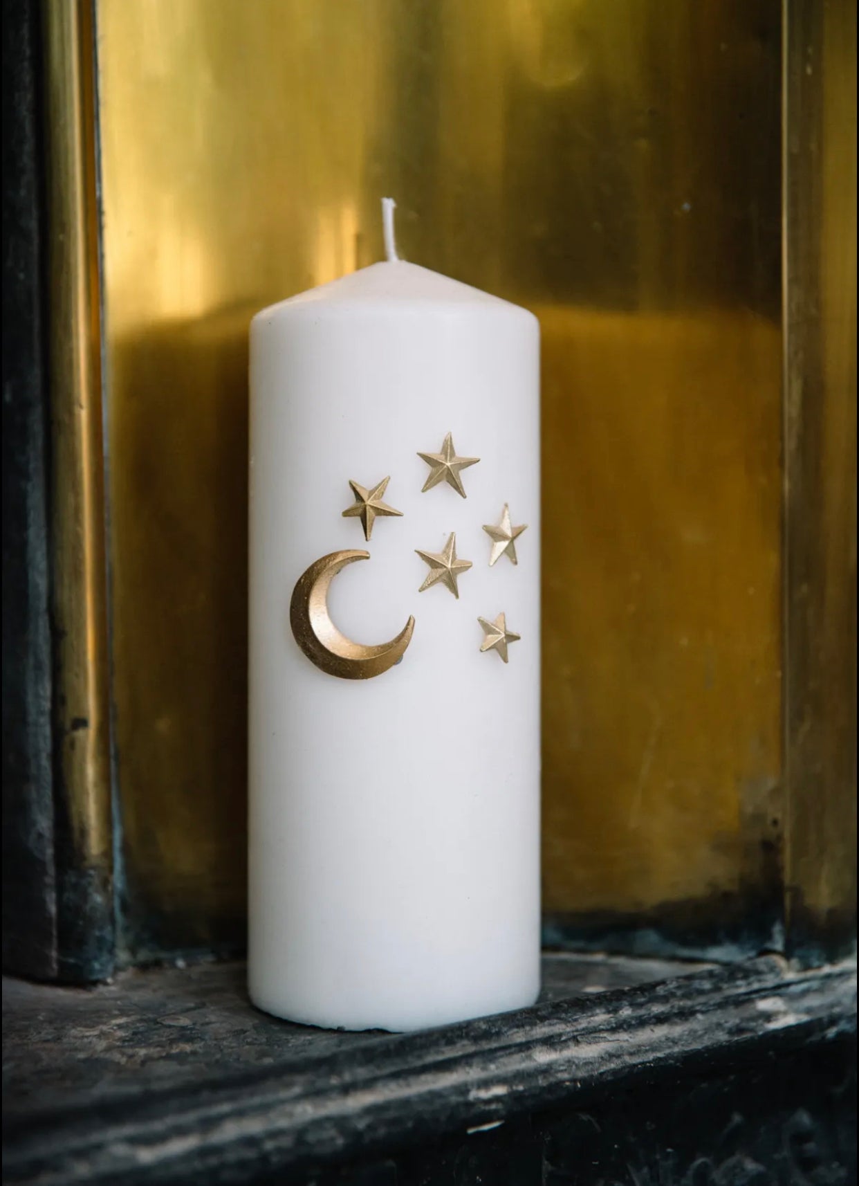 Boncoeurs, gioiello per candela luna e stelle, ferro patinato