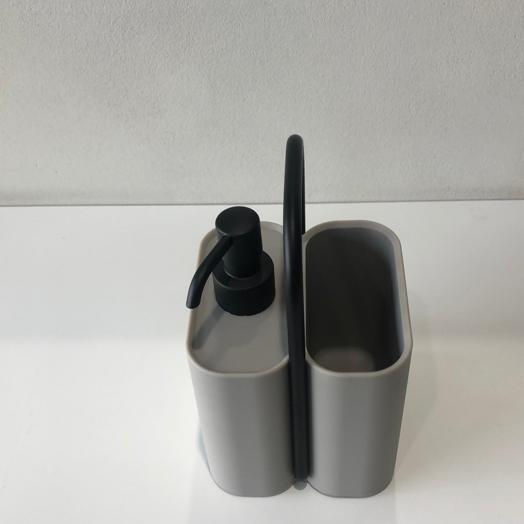 Geelli, contenitore/dispenser PLY SOAP in Gel colore sabbia con manico nero, 11,5 x 11,5 x h 20 cm, Monica Graffeo, GPL-SAP-C21-C06