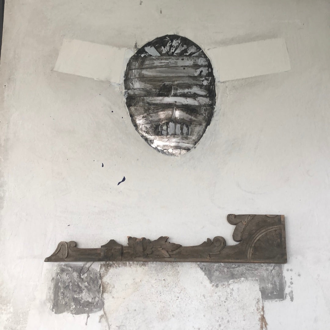 Paolo Fiorellini, quadro "L'angelo", Ecce Homo, alluminio, cemento e legno, 100x170