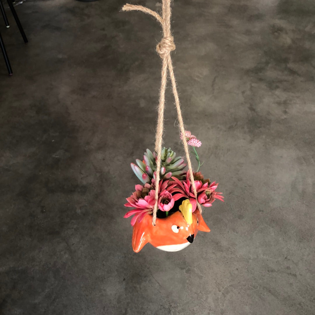 Enzo De Gasperi, vaso Passero rosso da appendere, h14,5x22x15 cm, waterproof