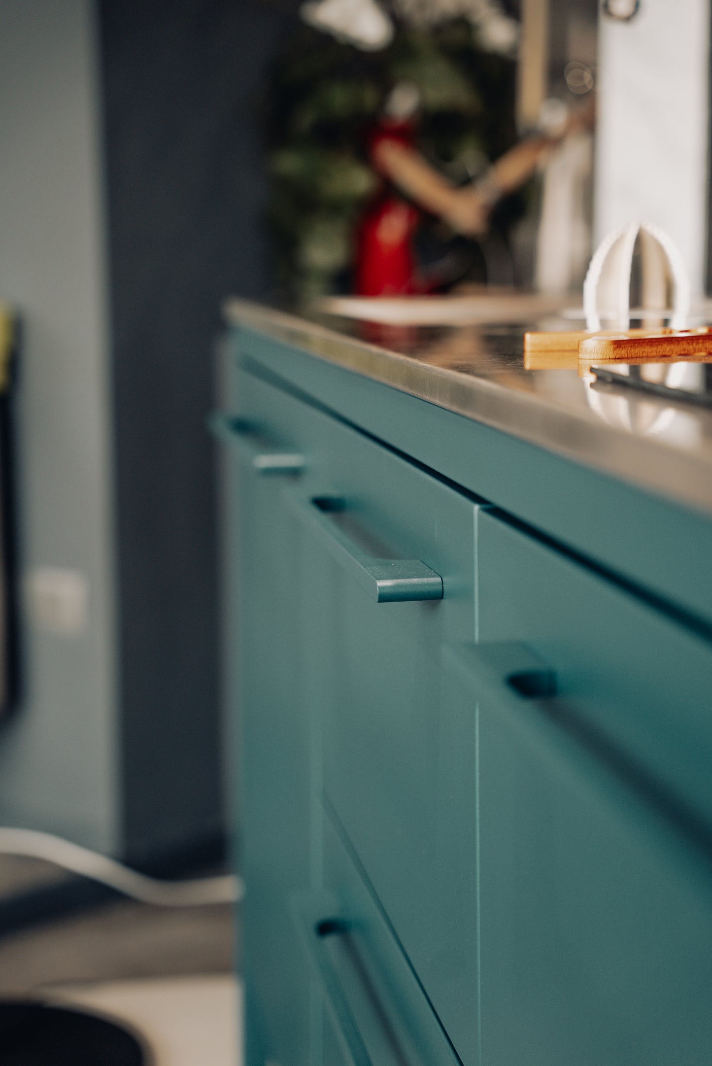 Fantin, Base cucina Frame indoor, metallo blu oceano, 188x67 x h89 cm, designer Salvatore Indriolo