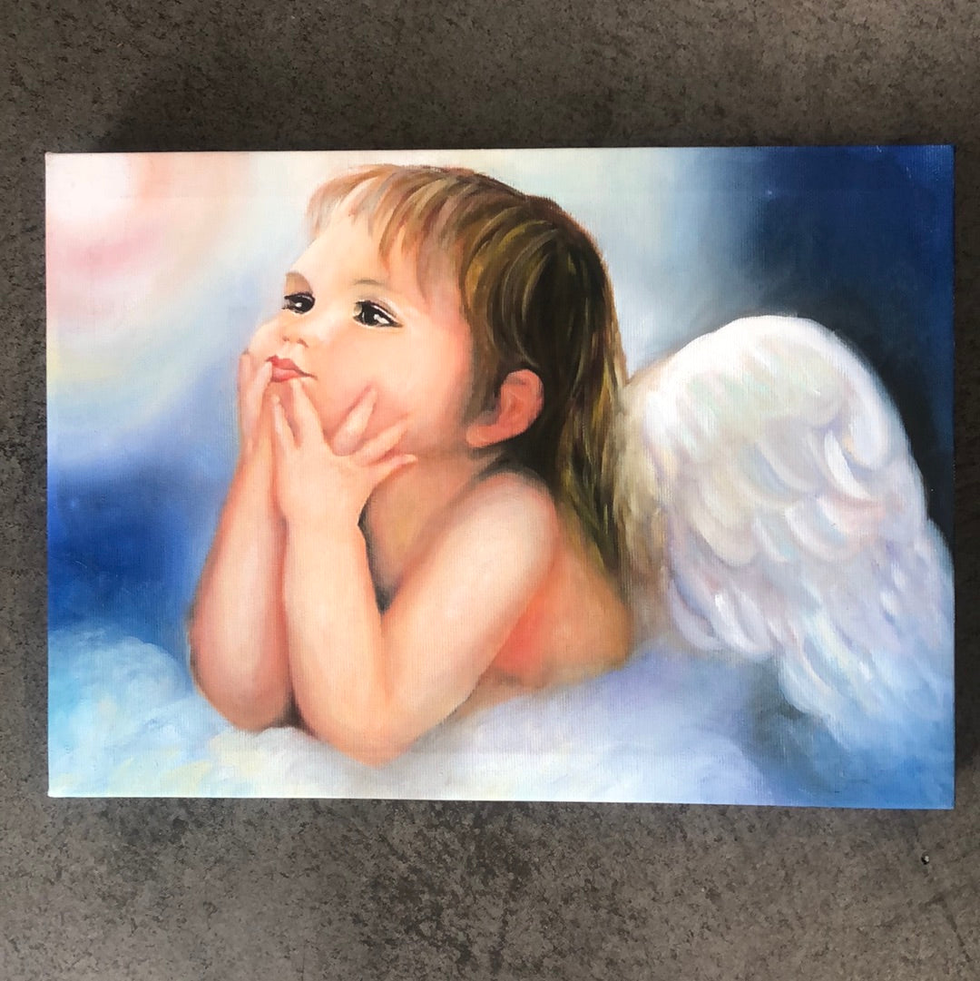 Dorta Raffaella, quadro "Angelo che Pensa", olio su tela, 35x25