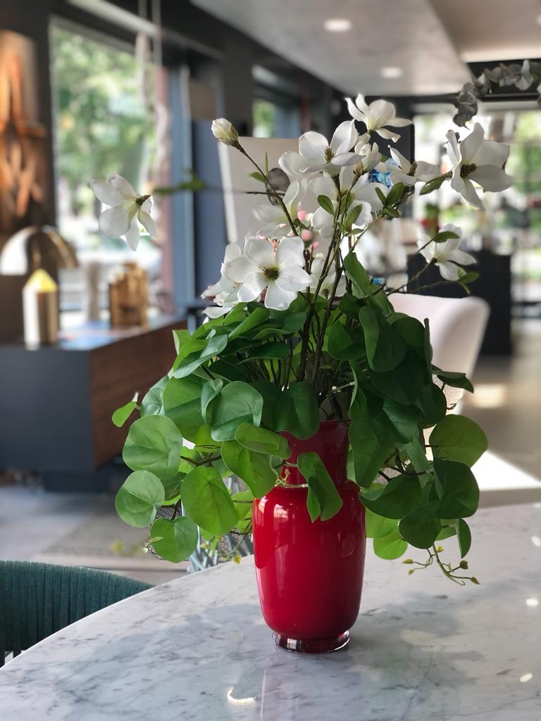 Enzo De Gasperi, vaso anfora rossa, vetro, h 34 x d17,5 cm