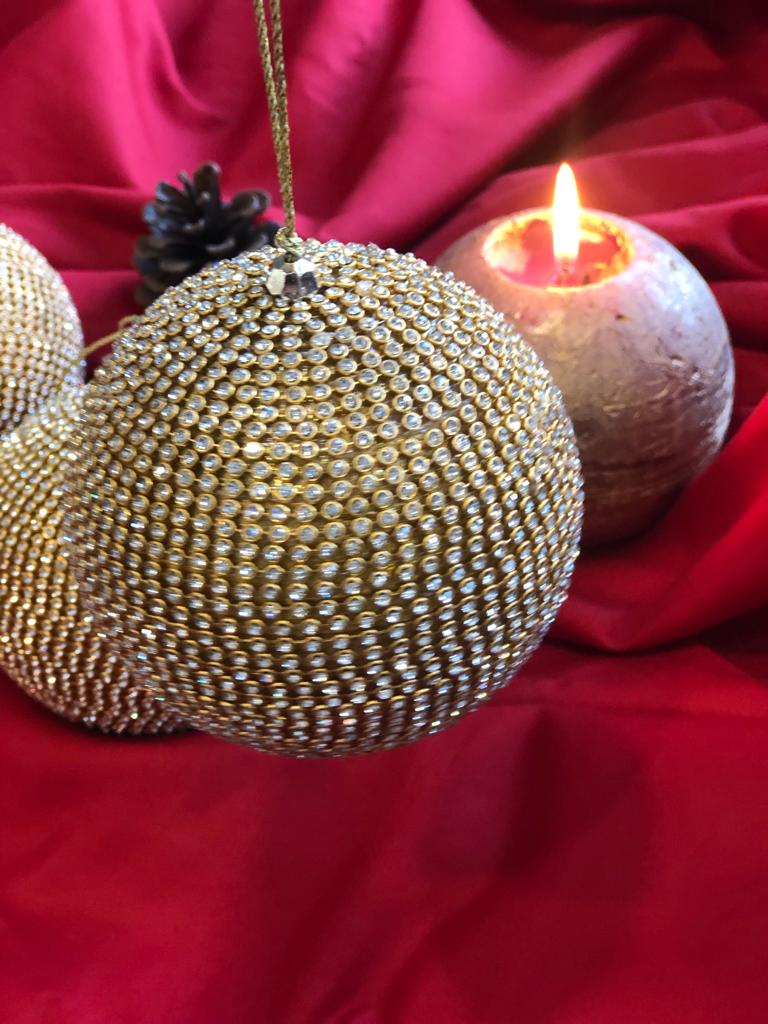 Enzo De Gasperi, Palla di Natale con brillantini oro, d10 cm