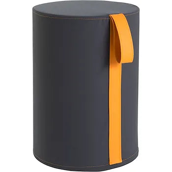 Everlifedesign, Roll, pouf waterproof grafite con maniglia arancione. 35,3L x 50H cm