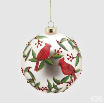 Enzo De Gasperi, palla di Natale Cardinale, vetro, d 12 cm