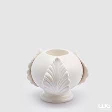 Enzo De Gasperi, portacandela pumo pugliese bianco, h11xd14 cm