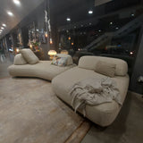 Art Nova, divano Curve tessuto beige con schienali mobili e chaise longue