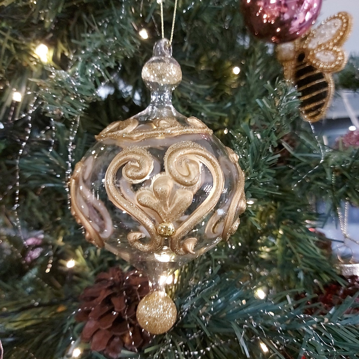 Enzo De Gasperi, palla di Natale vetro barocco, H17 cm