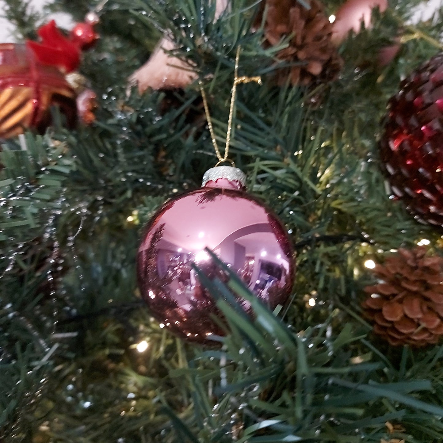 Enzo De Gasperi, set 9 palle vetro rosa, D6 cm