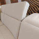 LeComfort, divano Lambert con chaise long e sedute estraibili, rivestimento pelle fiore Melbourne 103 bianco e piedini nichel nero, L290xP163 cm