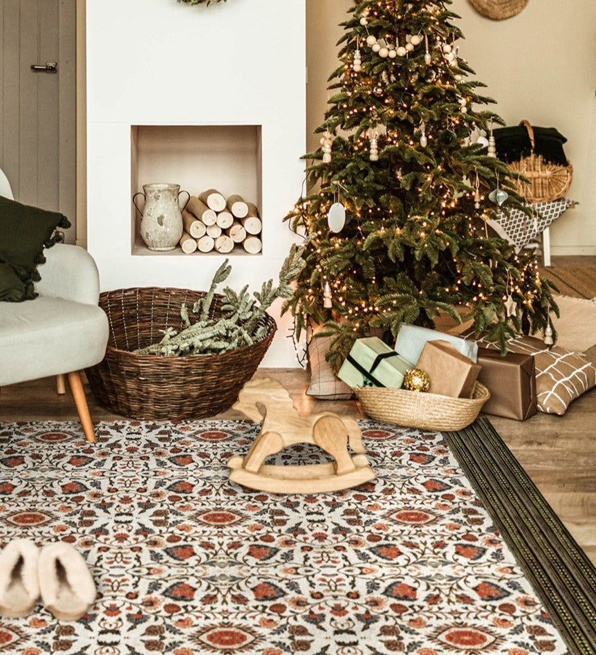 Beija Flor, Tappeto Bohemian Garden white living room, 195x300 cm, vinile