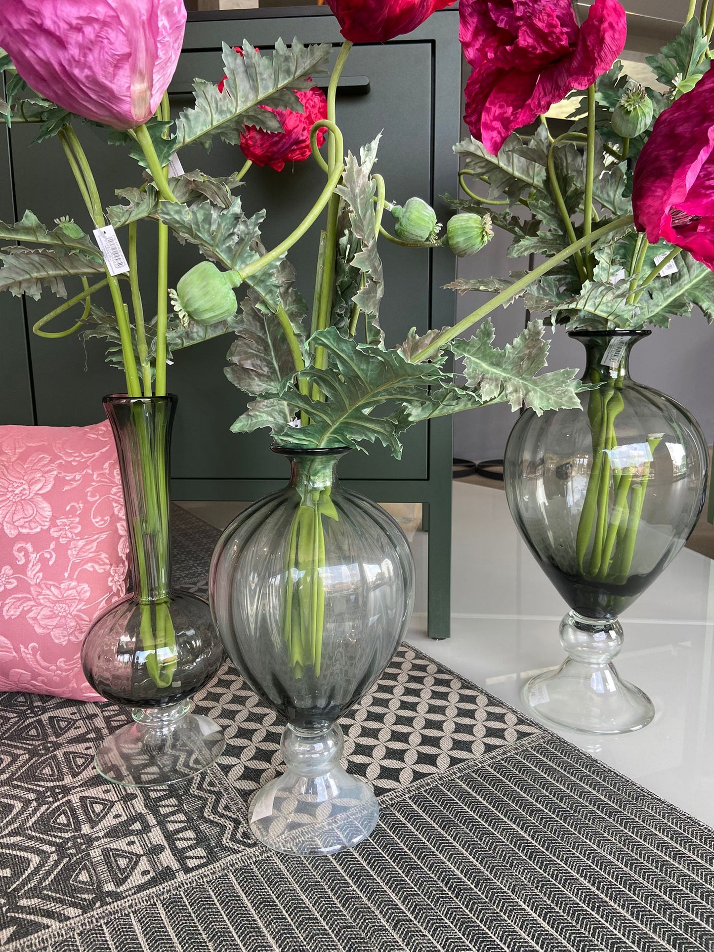 Enzo De Gasperi, vaso anfora S, vetro verde, h 38 x d20 cm