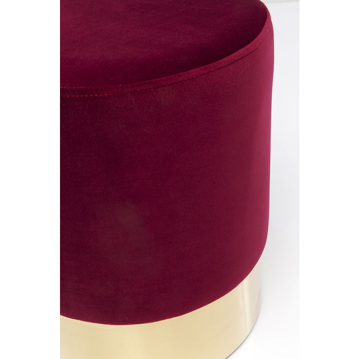Kare, pouf "Cherry Bordeaux", velluto bordeaux ed ottone, 42x35x35