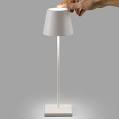 Zafferano, lampada Poldina PRO tavolo bianco opaco con base ricarica wireless