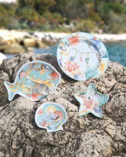 Baci Milano, set 4 piattini conchiglia, linea St Tropez, melamina, SHE2.TRO01