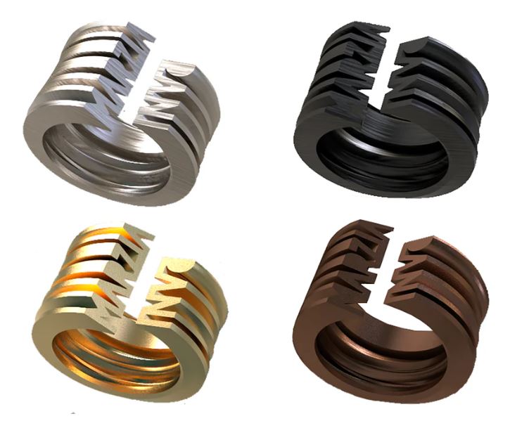 Cyrcus, Anellove "Love you", rose gold plated brass, designer Giulio Iacchetti