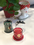 Enzo De Gasperi, candela Goldlily rossa profumata con campana in vetro, Maroccan Amber, h 15 cm
