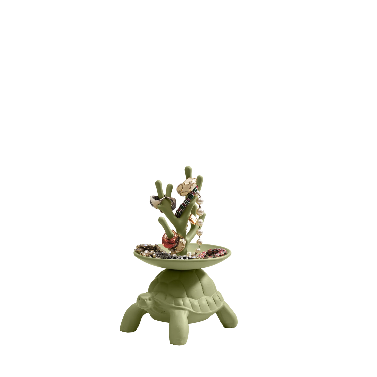 Qeeboo Turtle Carry XS JEWELRY TREE verde oliva, ceramica