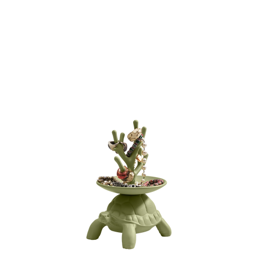 Qeeboo Turtle Carry XS JEWELRY TREE verde oliva, ceramica