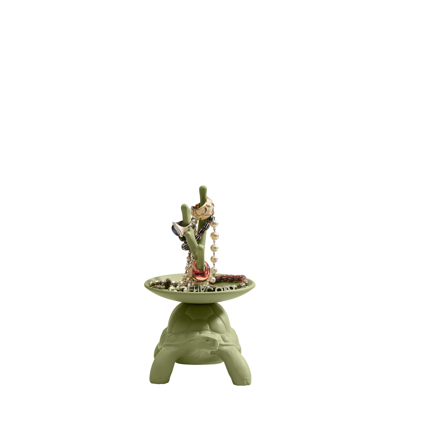 Qeeboo Turtle Carry XS JEWELRY TREE verde oliva, ceramica