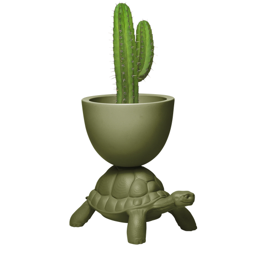 Qeeboo, turtle Carry XS Vaso Olive Green, ceramica