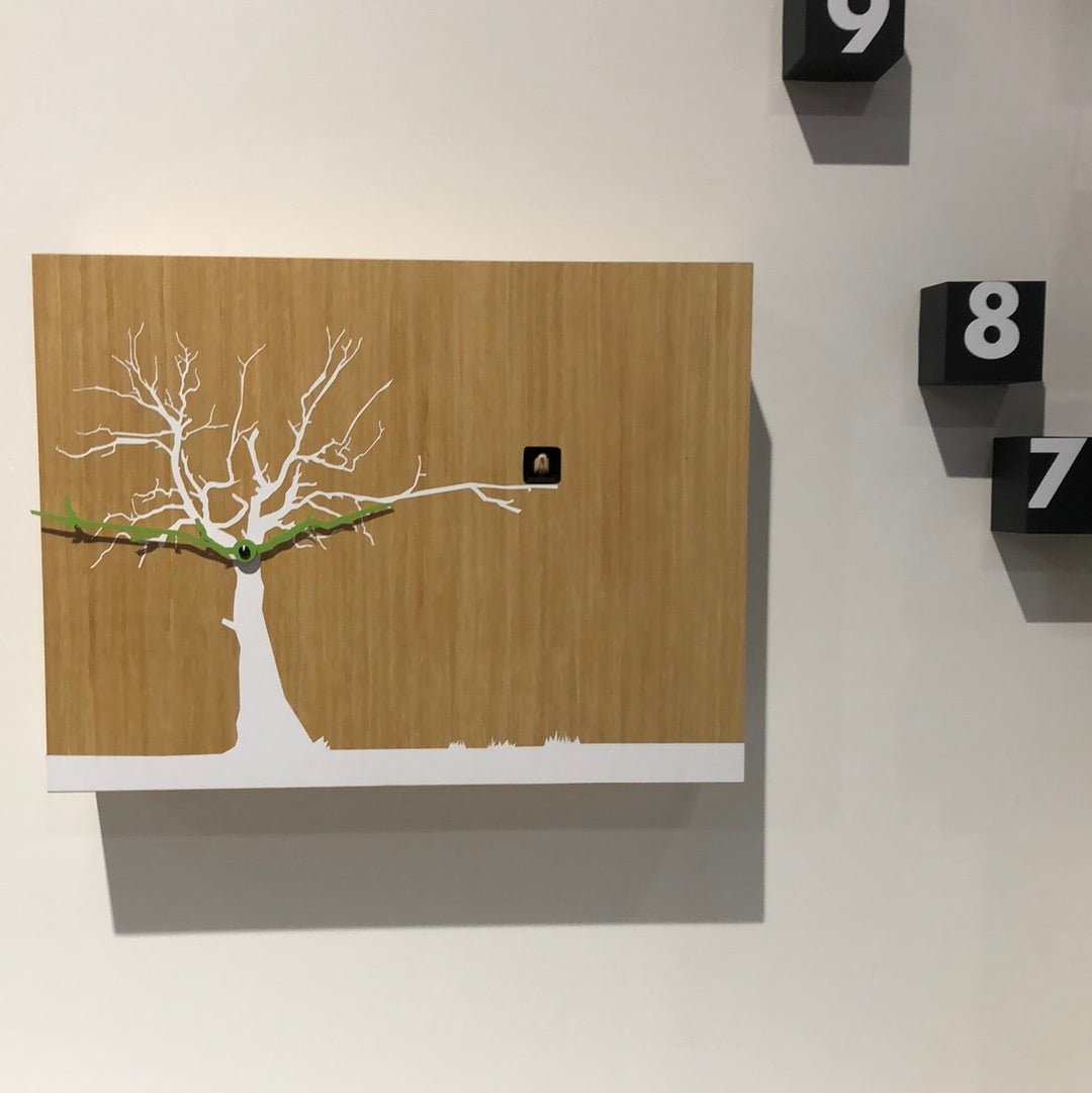 Progetti, CùCùRùKù clock in BIANCO tree oak, model 1769, R. Paolino and M. Fusi