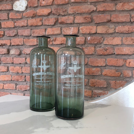 La Fabbrica del Verde, vaso vintage di vetro verde Cremones de Fenetre, VET252