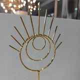 Enzo De Gasperi, scultura decorativa occhio dorato in metallo, h41xd9 cm