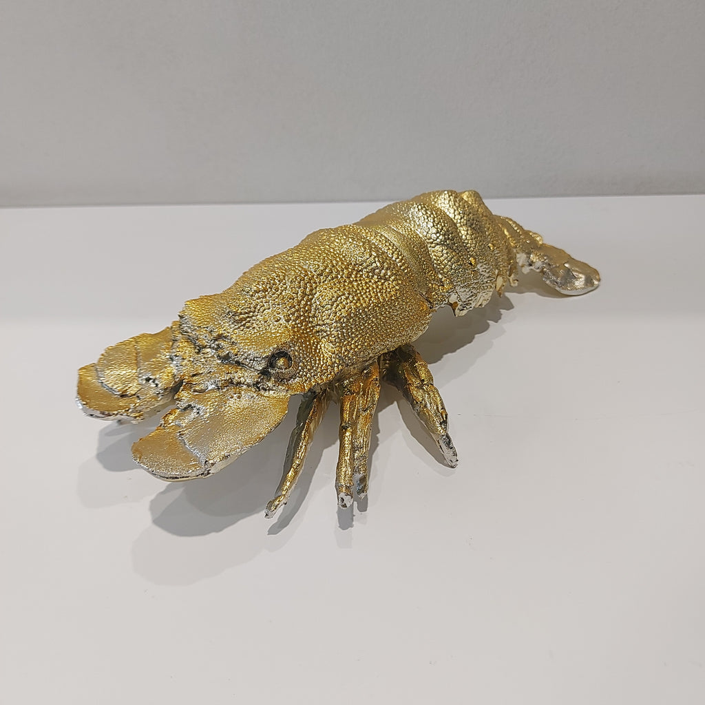 Enzo De Gasperi, decorazione aragosta oro, h25x14x6 cm