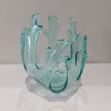 Enzo De Gasperi, portacandela anemone di mare, vetro azzurro, h19xd19 cm