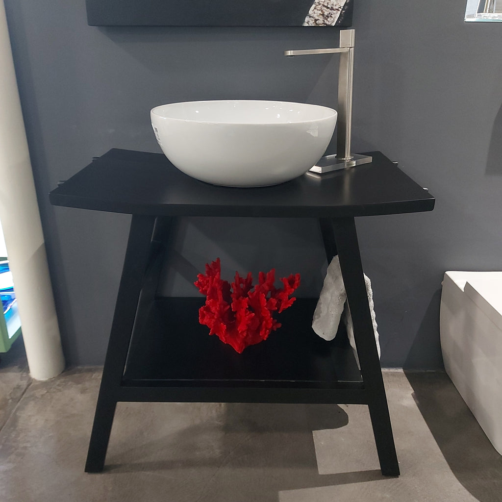 Cipì, consolle lavabo Zen nero con lavabo Total grigio, 51 x 71 x 80 cm, CP880ZXL, CP950OPENT