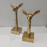 Enzo De Gasperi, portacandela antilope grande, resina oro, h27 cm