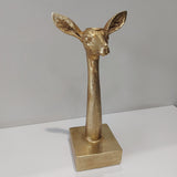 Enzo De Gasperi, large antelope candle holder, gold resin, h27 cm