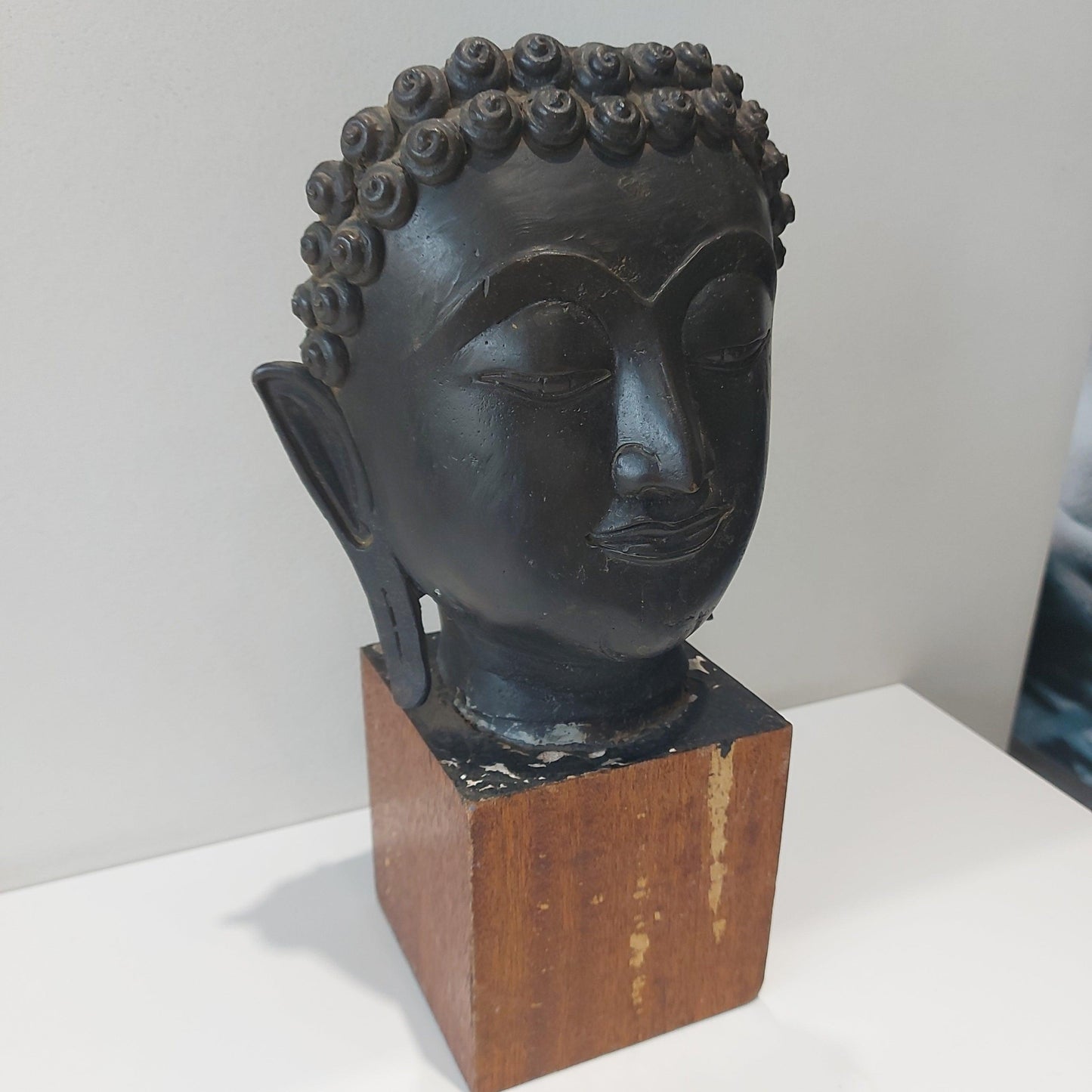 Thai black Buddha head statue