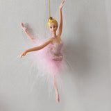 Enzo De Gasperi, set 2 Decorazione di Natale ballerine poly con piume, h 19 cm