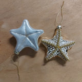 Enzo De Gasperi, set 2 decorazioni stella marina in vetro da appendere, d9 cm