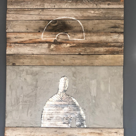 Paolo Fiorellini, painting "Tin, wood and concrete", Ecce Homo, aluminum, concrete and wood, 100x170