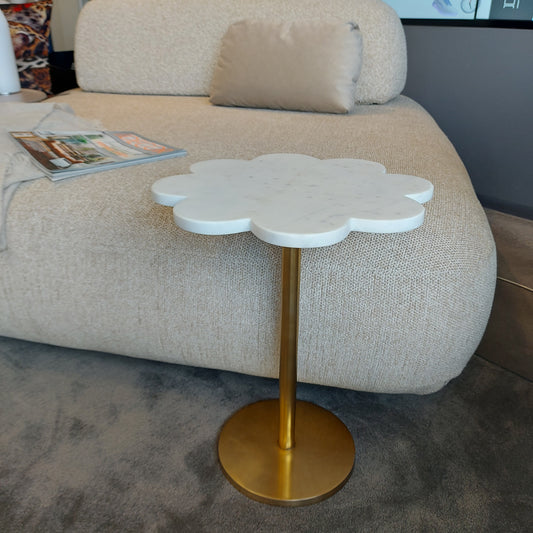 Abhika, Daisy S coffee table, white marble and brass, h48xd38 cm