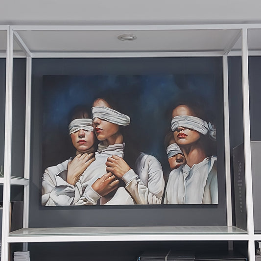 Dorta Raffaella, painting "Blindfolded Women", oil on canvas, 80x60