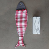 Atelier Carta Bianca, sardine bag holder Quadri red, fabric, 60x14 cm
