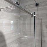 Csa, Box doccia angolo con scorrevole + fisso modello Marta 80x180 cm vetro trasparente 8 mm e cornice acciaio inox