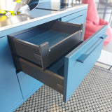 Fantin, Base cucina Frame indoor, metallo blu oceano, 188x67 x h89 cm, designer Salvatore Indriolo