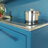 Fantin, Base cucina Frame indoor, metallo blu oceano, 188x67 x h89 cm, designer Salvatore Indriolo